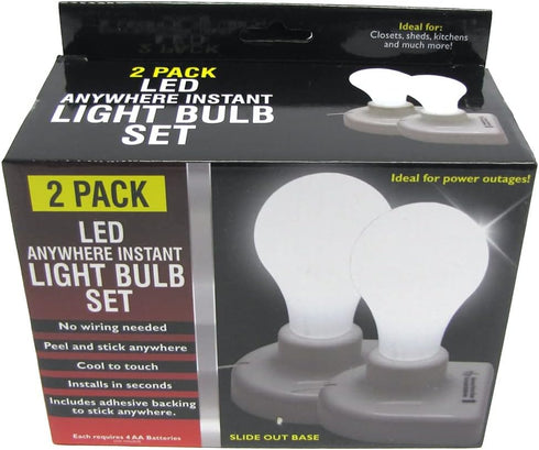 Treasure Gurus 2 Pack Battery Powered LED Anywhere Portable Lightbulbs Instant Stick On Emergency Light Bulbs...