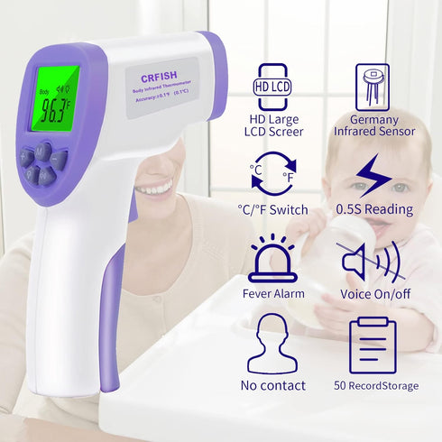 Digital Thermometer for Adults and Kids, Forehead/Infrared Thermometer, Non Contact Thermometer with Fever Alarm,Silent Mode, 2 in 1 Mode (White)...