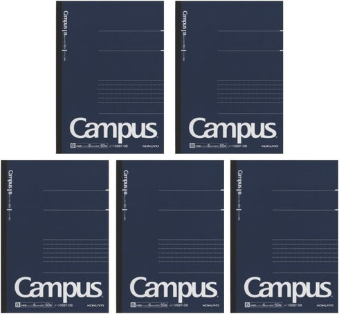 KOKUYO Campus Pre-Dotted Notebook, A5-dotted 6 mm Rule - 30 Lines X 50 Sheets - 100 Pages, Pack of 5 Dark Blue...