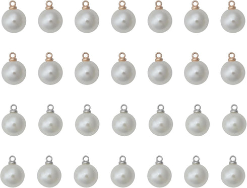 Ruwado 50 Pcs Faux Pearl Beads with Hole Gold Vintage Gold Silver Retro Elegant Kits Supplies for DIY Jewelry Making Dangle Earrings Necklace Brac...