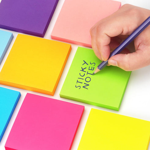 Sticky Notes 3x3 inch Bright Colors Self-Stick Pads 8 Pads/Pack 85 Sheets/Pad Total 680 Sheets...