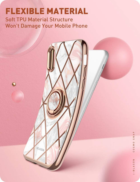 i-Blason Cosmo Snap Case Designed for iPhone XR, Slim with Built-in 360° Rotatable Ring Holder Kickstand Supports Car Mount (2018 Release) (Marble...