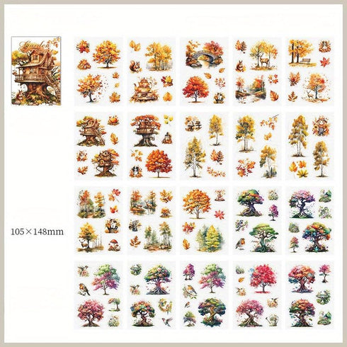 Flower Stickers for Scrapbooking,Vintage Natural Stickers 20Page 120pcs Transparent Scrapbook Supplies Journal Stickers Book for Card Making Journ...