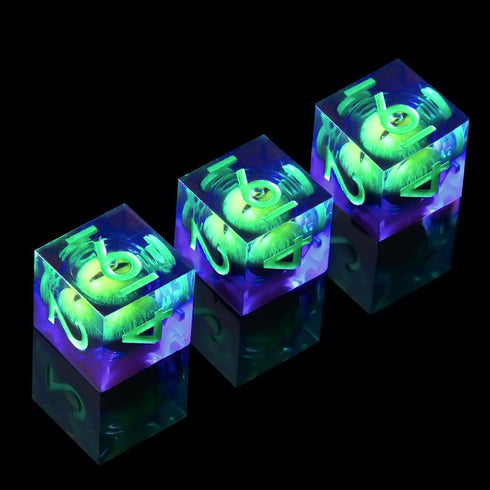 YEMEKO 3Pcs D6 Dargon Eye Liquid Core DND Dice Set with Resin Sharp Edge, 6 Sided Dice 16mm Handmade Polyhedral D&D Dice for Dungeons and Dragons,...