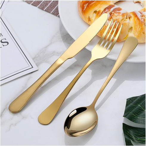 Gold Silverware Set - Portable Stainless Steel Utensils Set with Case Reusable Flatware Set For Camping Travel 7Pcs Include Chopsticks Knife Fork ...