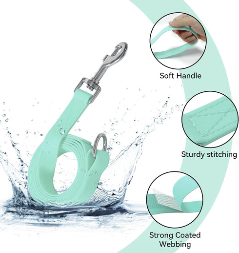 Waterproof Dog Leash, 5/6 FT Durable Odor-Proof Dog Leashes with Strong Metal Hooks Fits Small Medium or Large Dogs (Mint Green, 5FT - 3/4 inch Wi...