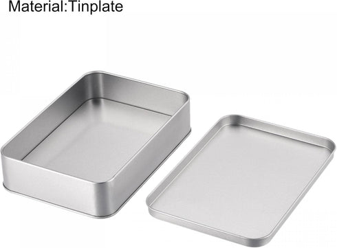 uxcell Metal Tin Box, 6.3" x 4.33" x 1.38" Rectangular Empty Tinplate Containers with Lids, Silver Tone, for Home Organizer, Candles, Gifts, Car K...