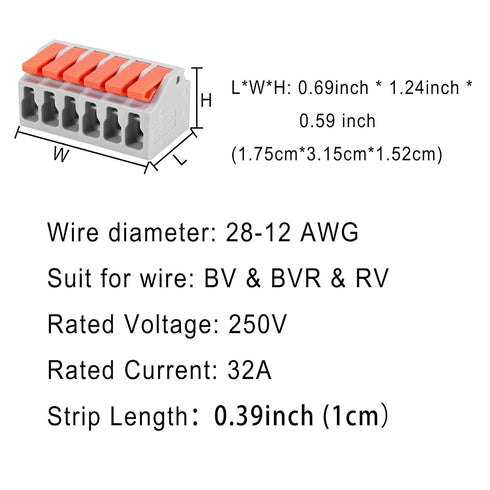 30 Pcs Lever Wire Connectors Push-In, Electrical Wire Terminal Quick Connect for 28-12 AWG (1in5out)...
