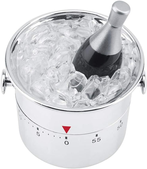 Wine Cooler Bucket Shaped Kitchen Timer, Bucket Shaped 60 Minutes Kitchen Timer Stainless Steel Mechanical Wind-Up Timer, Kitchen Gadgets, Cute Ti...