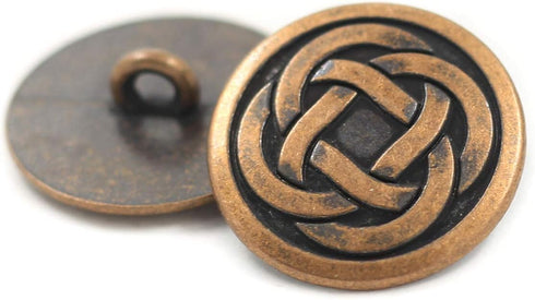 Bezelry 12 Pieces Tiny Celtic Knot Metal Shank Buttons. 20mm (3/4 inch) (Antique Copper)...