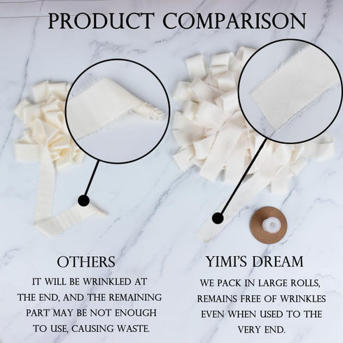 Yimi's Dream Cream Fabric Ribbons, 20 Yd x 1 1/2 inch Satin Chiffon Ribbons with Frayed Edge for Wedding, Baby Shower, Christmas, Birthday, Party,...