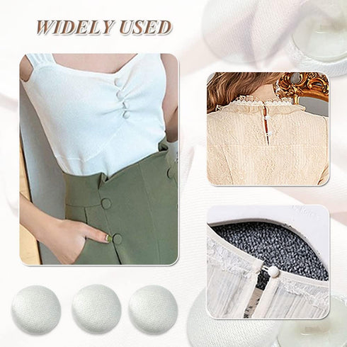 Satin Buttons, White Fabric Covered Button with Shank 10Pcs Round Satin Sewing Buttons for Tuxedo Wedding Dress Lace Bridal Blouse 12.5mm Craft Bu...