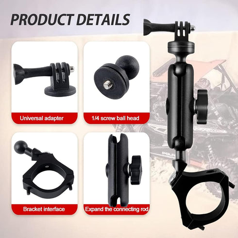 MAIKER Off Road UTV ATV Camera Mount, Compatible with GoPro, 1.75-2 inch Roll Bar, Aluminum Alloy, Easy Installation, Rotatable 360 Degree Ball He...