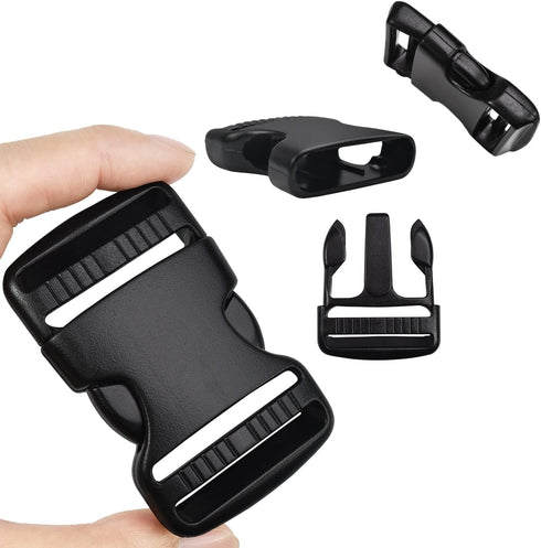 CooBigo 1 Inch Buckles Straps Set 6 Yards Black Nylon Webbing Strap 6 Pcs Quick Side Release Plastic Buckle Dual Adjustable 12pcs Tri-glide Slide ...