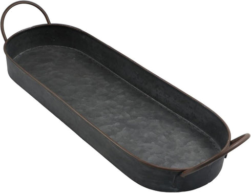Oval Metal Iron Tray,Metal Iron Tray with Handle, Farmhouse Storage Serving Tray Rustic Breakfast Serving Tray Coffee Table Centerpiece Tray...