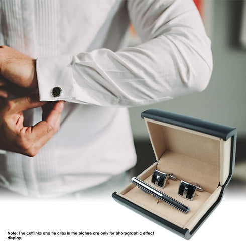 Patty Both Deluxe Cufflink Tie Clip Cuff Links Storage Gift Box Jewelry Display Case (Black)...