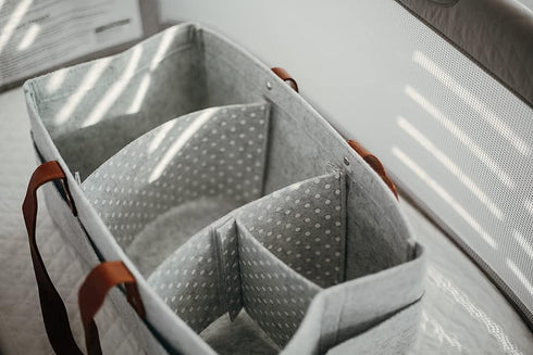 Keller’s Corner Baby Diaper Caddy Organizer Gray Large & Small Pouch / Portable Holder Bag for Changing Table & Car / Nursery Storage Bin / Newbor...