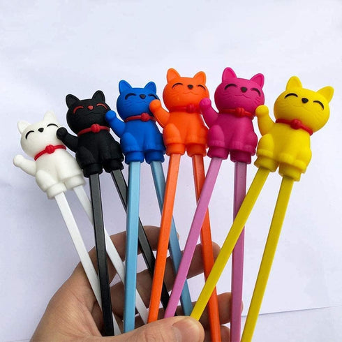Cute Tableware Learning Training Helper Chopsticks for Kid Beginner Adult (3pcs, Lucky cat)...