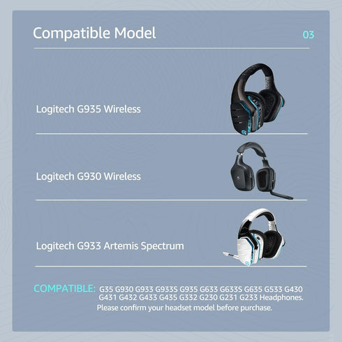 Fabric Replacement Ear Pads for Logitech G933 Gaming Headset, Also Fits G935 G930 G635 G633 G633S G533 G430 G431 G432 G433 Headphone, Mesh Earpad ...