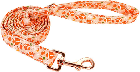 Fall Dog Leash,Durable Handmade Dog leashes with Soft Handle?Manual Dog Leashes Matching Orange Maple Leafs Rugby Dog collars for Small Medium Lar...