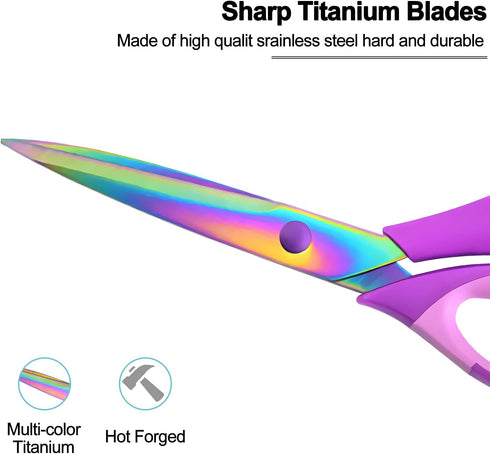 Craft Scissors Set of 3 Pack, All Purpose Sharp Titanium Blades Shears Rubber Soft Grip Handle, Multipurpose Fabric Scissors Tool Great for Adults...