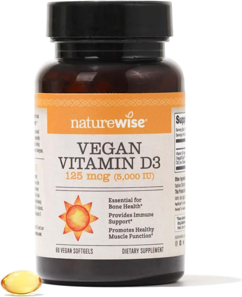 NatureWise Vitamin D3 5000iu (125 mcg) with Plant-Based Vitamin D3 - Support for Muscle, Bone, Immune Health - Bioavailable with Extra Virgin Oliv...