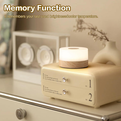 JUSHENG Rechargeable Night Light for Baby Nursery, Wireless LED Bedside Lamp Wood Grain Table Lamp with Dimmable and 3CCT Function, Touch Lights f...