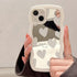 LSL Compatible with iPhone 13 case Cute Heart Mirror Curly Wave Frame Shape Slim Silicone Shockproof Protective Cover Case for iPhone 13 Women Gir...