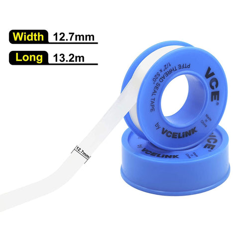 VCELINK Teflon Tape Plumbing 6 Rolls, 520" Length 1/2" Width PTFE Plumbing Tape for Shower Head and Pipe Threads, Thread Seal Tape 6 Rolls...