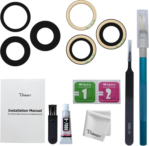 Rear Camera Lens Glass Replacement for iPhone 15 Pro Max Pre-Installed Adhesive with Installation Manual and Repair Tool Kits...