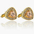 V & L Gold Crystal Cuff links Yellow – Fancy Unique Elegant Sparkling Luxury Gem Stone Cufflinks for men in Triangle - Perfect for Wedding, Formal...