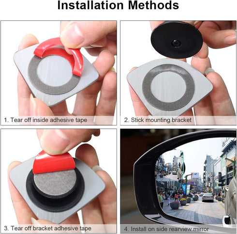 POMFW Blind Spot Mirror, 2 inch Rearview Convex Side Mirrors for Cars SUV Truck Van Stick on 3M Adhesive, Rear View HD Glass Frameless Sway Rotate...