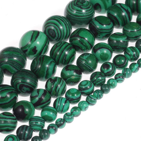Natural Stone Beads 12mm Malachite Gemstone Round Loose Beads Crystal Energy Stone Healing Power for Jewelry Making DIY,1 Strand 15"...