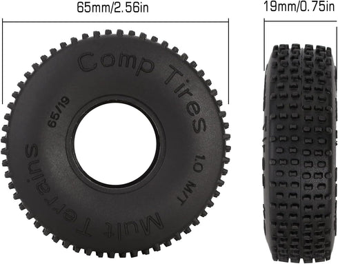 INJORA 1.0 Tires-S4 Multi Terrain Pin Crawler Tires for TRX4M SCX24 AX24 FCX24 Upgrade Parts, 65 * 19mm,T2440...
