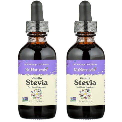 NuNaturals Liquid Vanilla Stevia, Sugar-Free Sweetener, Plant-Based Sugar Substitute, Zero Calorie, 2oz (2-Pack)...