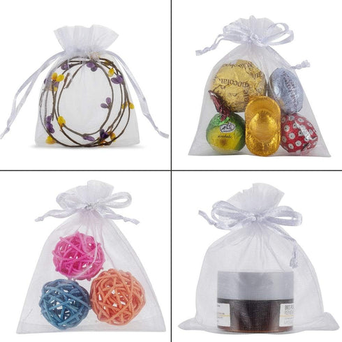 HRX Package 100pcs White Organza Jewelry Bags Drawstring 3 x 4 inch, Little Mesh Gift Pouches Mini Candy Bags for Small Presents Jewelry Earrings...