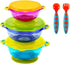 PandaEar Stay Put Spill Proof Stackable Baby Suction Bowls 3 Sizes for Toddlers with Silicone Feeding Utensils and Secure Lids BPA Free...