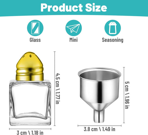 Set of 5 Mini Salt and Pepper Shakers Mini Spice Shaker Small Salt and Pepper Shakers 0.5 oz Glass Cube with Funnel for Wedding, Party, Restaurant...