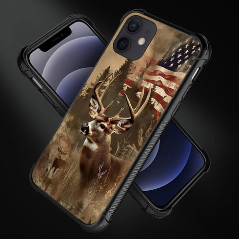 DJSOK Case Compatible with iPhone 11,H American Flag Elk Deer with Four Corners Shockproof Protection Soft TPU Bumper and Hard PC Pattern Back Cas...