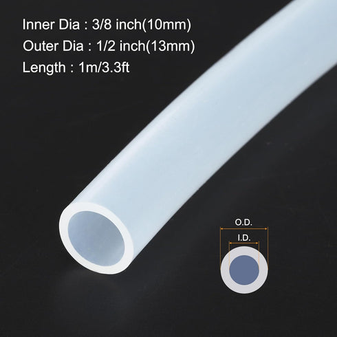 1m(3.3ft) 10mm(3/8") ID x 13mm(1/2") OD Silicone Tubing Clear Industrial Plastic Tubing Pure Silicone Hoses for Pump Siphoning Draining Irrigation...