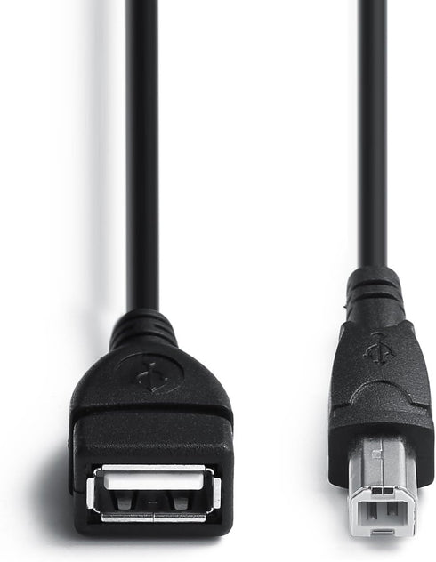 YOUOWO 2 Pack USB 2.0 Cable A Female to USB B Male Cable for Printer Extender Connection Cables USB_A/F-USB_B/M Adapter (USB_A-USB_B Cables Black)...