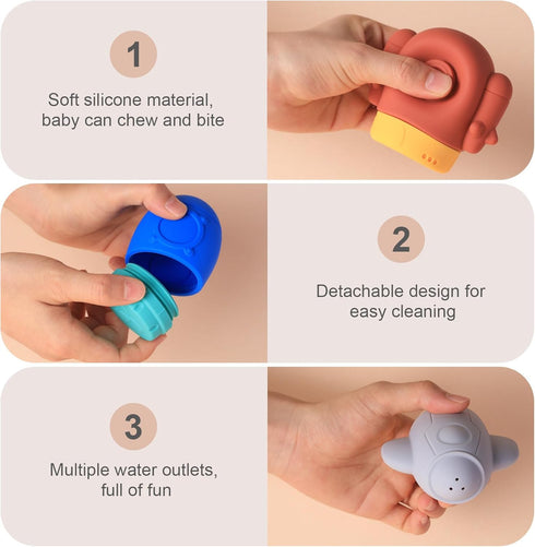 Silicone Baby Bath Toy Set for Infants 6-12 Months, Bathtub Toys for Toddlers 1-3,Mold Free Squirty Pool Toy, Dishwasher Safe 4 Pack...