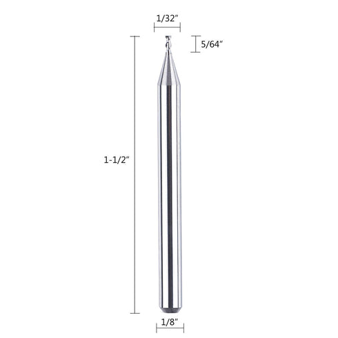 SpeTool 1/32 inch Cutting Diameter Carbide End Mill for Aluminum CNC Router Bits Set 5Pcs/Pack 1/8 inch Shank Size...