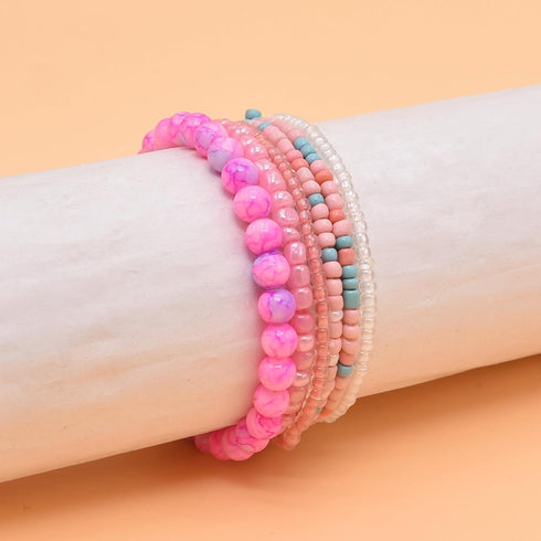 Pingyongchang Stackable Multi Layer Bohemian Bead Bracelet For Women Handmade Colorful Beads Layered Stretch Multilayer Bangles Bracelets Beach An...