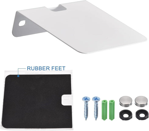 MECCANIXITY Floating Speaker Shelves, Metal Speaker Wall Support Studio Monitor Speaker Bookshelf Stand White Pack of 2...