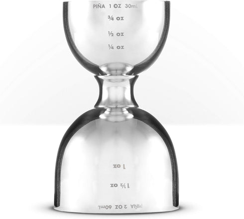 Piña Barware Stainless Steel Commercial 2oz. / 1oz. Bell Style Measuring Jigger Bar Tool - Mirror Polished Finish, One Jigger...