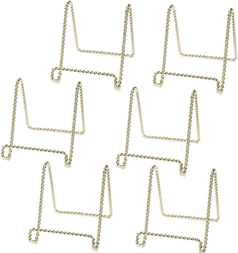 HOHIYA 6 Pcs Plate Stands for Display Holder Gold 3 Inch Twist Wire Iron for Picture Frame Decorative Plates Taiwan Made...