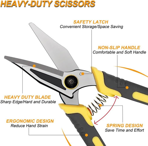 9-Inch Heavy Duty Scissors, Multifunction Shears for Cutting Cable Wires, Cardboard, Vinyl Siding, Straight Snips (Reinforce)...