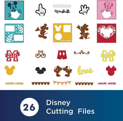 Brother ScanNCut Disney Pattern Collection 1 CADSNP01, Classic Mickey & Minnie Mouse, 26 Designs Disney Vinyl Decals, DIY Valentine's Cards, Appli...
