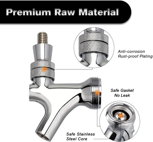 FERRODAY Stainless Steel Core Draft Beer Faucet Polished Brass Beer Faucet for Keg Tap Tower Beer Shank & Kegerator Beer Faucet Classic Beer Dispe...
